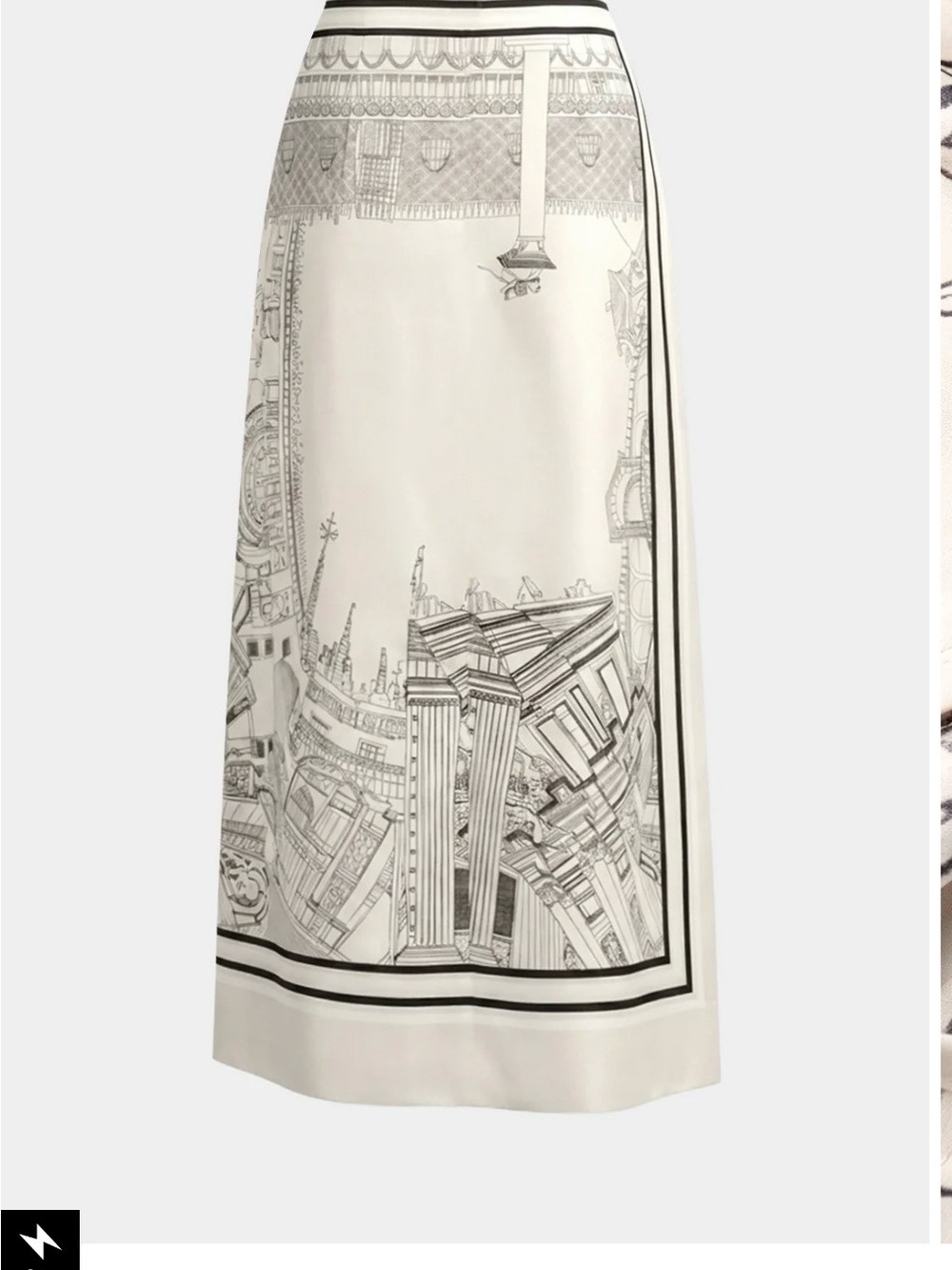 Cream Printed High-Low Ruched Midi Skirt - Picture 3 of 7
